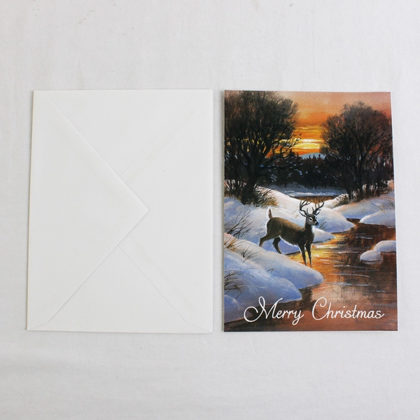 Set of 11 VTG Cleo Deer Illustration Christmas Cards with Envelopes