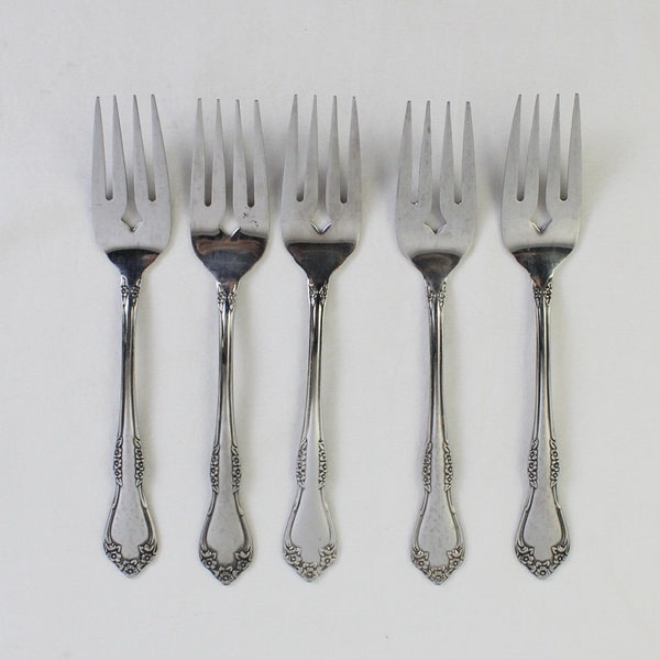 Lot Of 5 Oneida Silver Mansfield (Stainless) Flatware Salad Forks 6.25" Tall