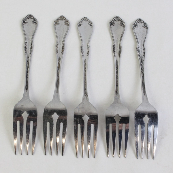 Lot Of 5 Oneida Silver Mansfield (Stainless) Flatware Salad Forks 6.25" Tall
