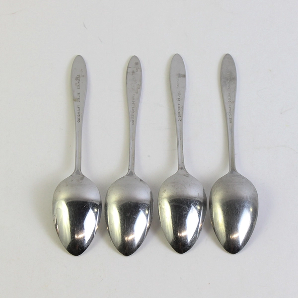 Lot of 4 Oneida Oneidacraft Deluxe Ember Glow Stainless Teaspoons 6" Good
