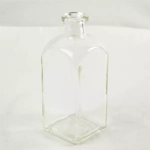 Vintage Square Clear Glass Apothecary Bottle 7in Thick Glass