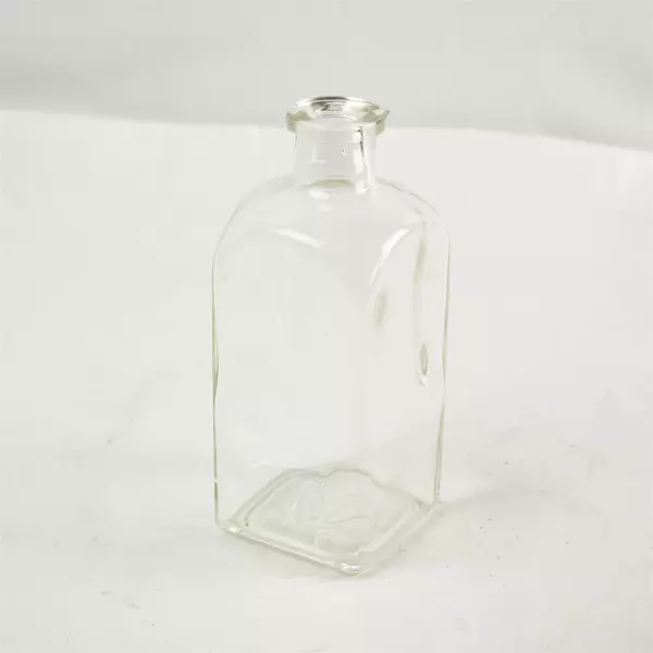 Vintage Square Clear Glass Apothecary Bottle 7in Thick Glass