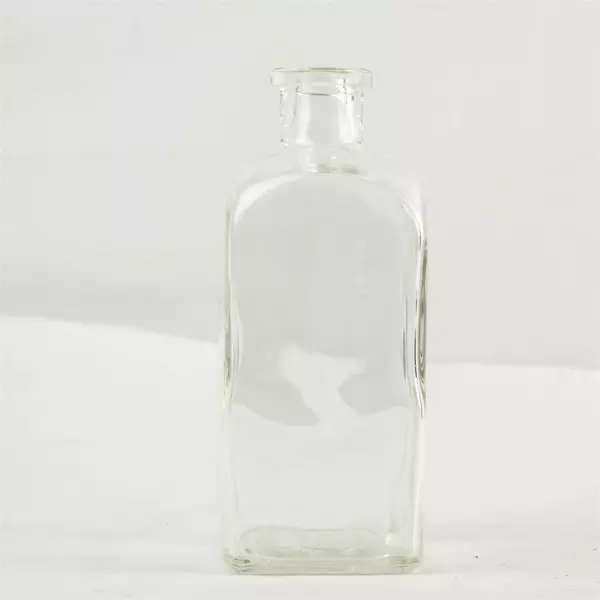 Vintage Square Clear Glass Apothecary Bottle 7in Thick Glass