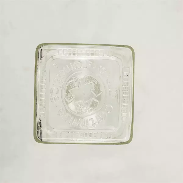 Vintage Square Clear Glass Apothecary Bottle 7in Thick Glass