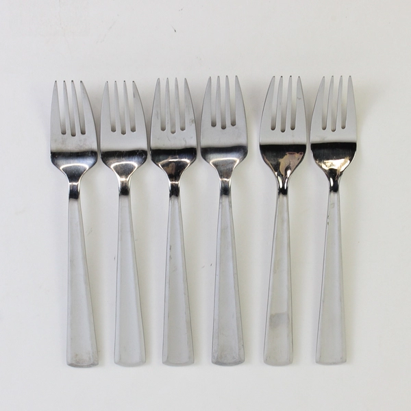 6 Gourmet Settings Chute River Pattern 18/10 SS Dinner Forks 8.5" Rare HTF