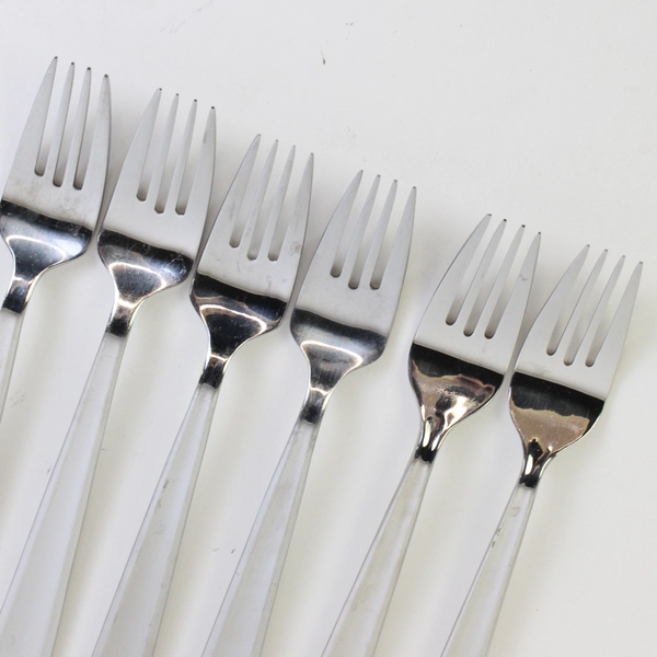 6 Gourmet Settings Chute River Pattern 18/10 SS Dinner Forks 8.5" Rare HTF