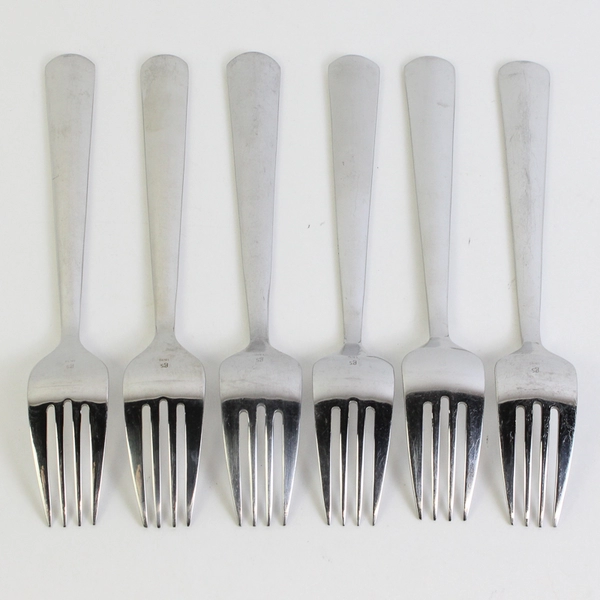 6 Gourmet Settings Chute River Pattern 18/10 SS Dinner Forks 8.5" Rare HTF