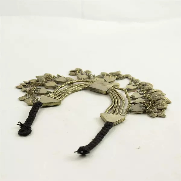 Vintage Afghan Silver Kuchi Tribal Necklace Blue Red Stones 16"