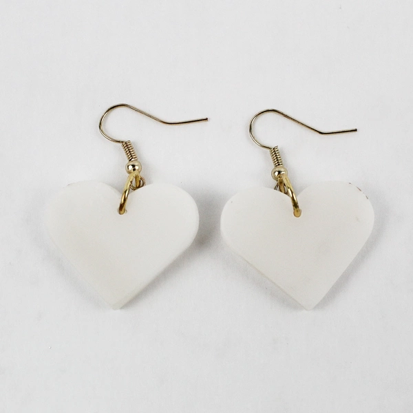 Lot of 2 Pairs of Earrings White Doves and Hearts
