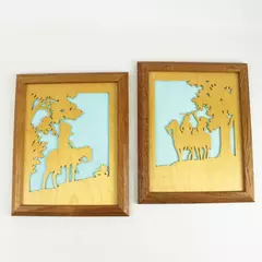 Set of 2 3D Indigenous Wood Wall Art Handcrafted by Paul Mueller 13x10