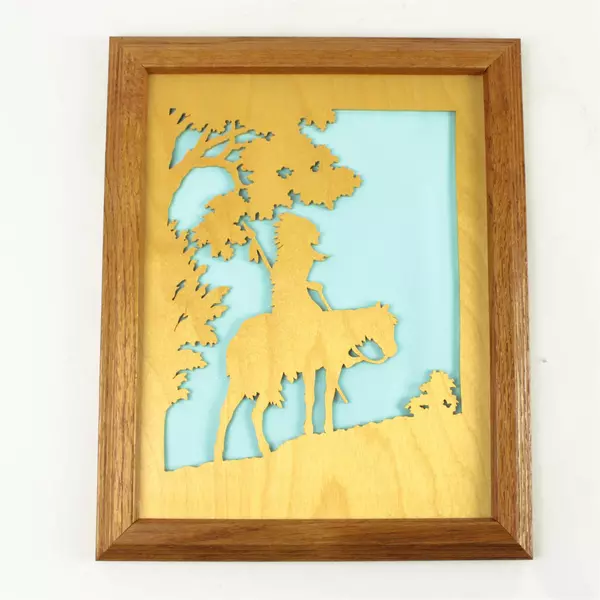 Set of 2 3D Indigenous Wood Wall Art Handcrafted by Paul Mueller 13x10