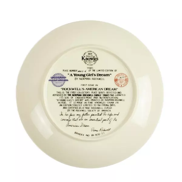 Norman Rockwell A Young Girl's Dream 1985 Edwin M. Knowles 8.5" Ltd Ed Plate