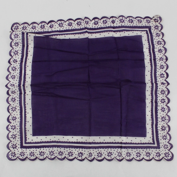 Vintage Burmel Purple Floral Print Women's Handkerchief Scalloped Edge