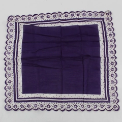 Vintage Burmel Purple Floral Print Women's Handkerchief Scalloped Edge