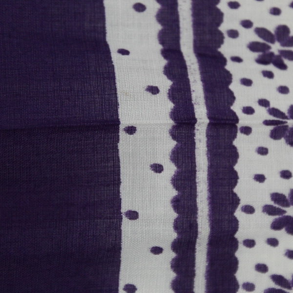 Vintage Burmel Purple Floral Print Women's Handkerchief Scalloped Edge