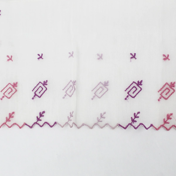 Vintage Purple Embroidered Sheer White Handkerchief