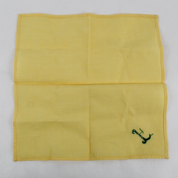 Vintage F Monogram Green Embroidery On Yellow Handkerchief