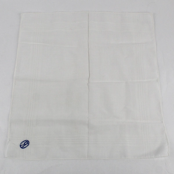 Vintage R Monogram Blue Embroidery On Sheer White Handkerchief