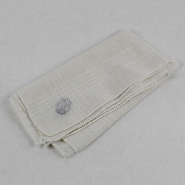 Vintage R Monogram Blue Embroidery On Sheer White Handkerchief