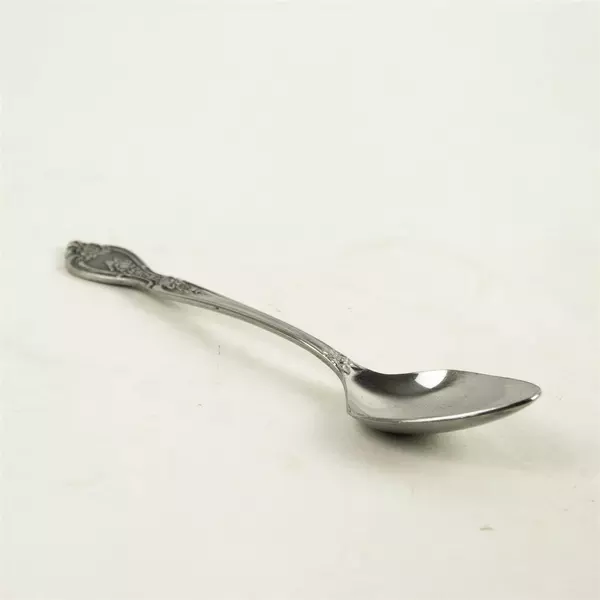 Set of 4 Vintage Normandy Rose Pattern Stainless Steel Oval Soup Spoons