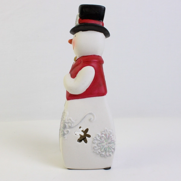 Decorative Ceramic Snowman Battery Operated Light 7" UNTESTED