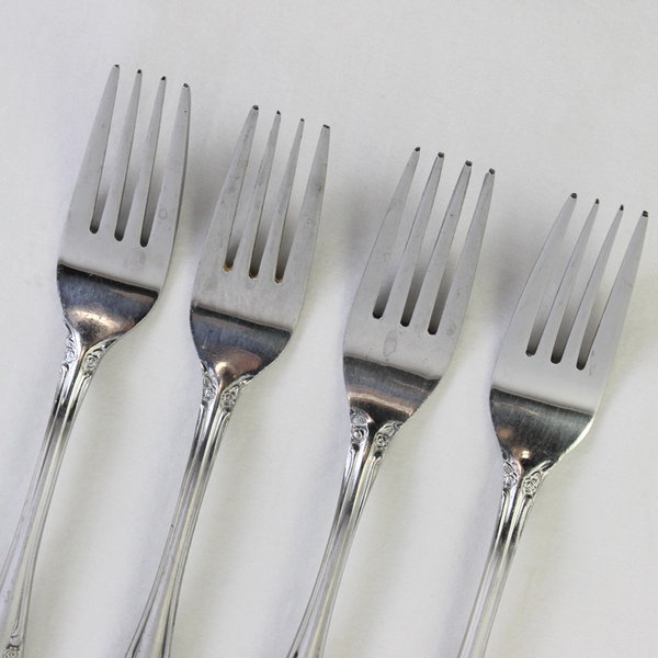 Set of 4 Vintage Breton Rose Stainless Steel Dinner Forks