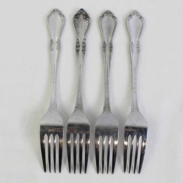 Set of 4 Vintage Breton Rose Stainless Steel Dinner Forks