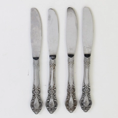 Set of 4 Vintage Springtime Stainless Steel Modern Solid Dinner Knives