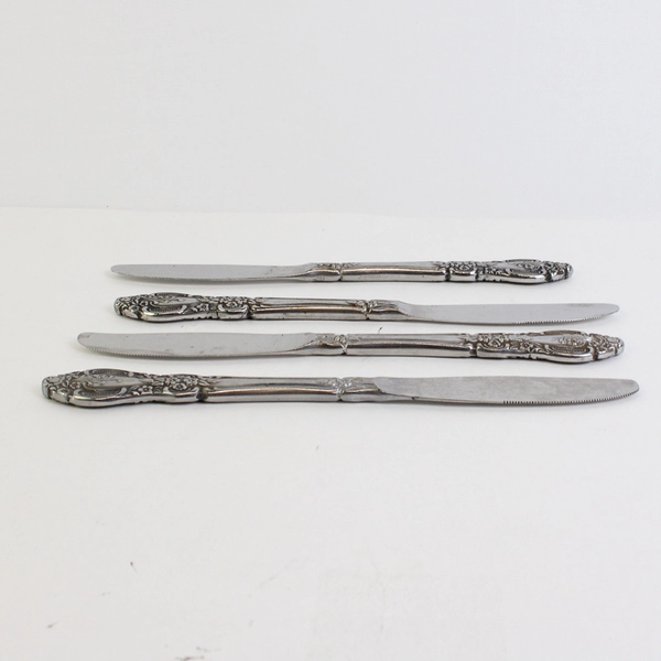 Set of 4 Vintage Springtime Stainless Steel Modern Solid Dinner Knives