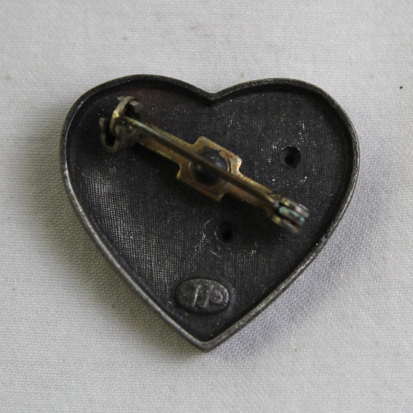 Vintage JJ Jonette Pewter Butterfly Floral Heart Brooch