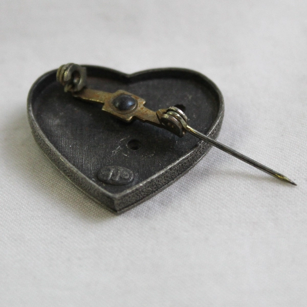 Vintage JJ Jonette Pewter Butterfly Floral Heart Brooch