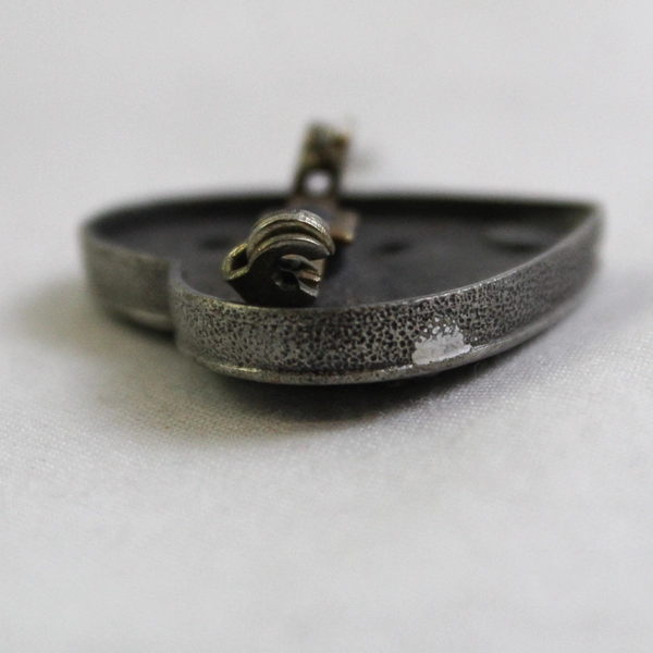 Vintage JJ Jonette Pewter Butterfly Floral Heart Brooch