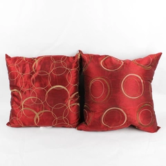 Set of 2 Decorative Red and Gold Square Throw Pillows 20" x 20"