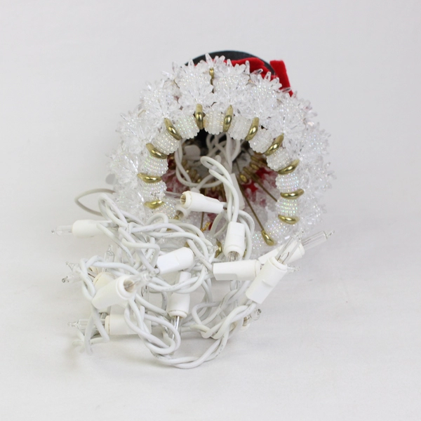 Vintage Electric Lighted Beaded Snowman Figurine 8" TESTED WORKS