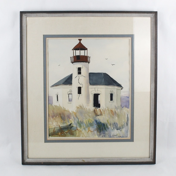 Coquille River Lighthouse Bandon, Oregon by V.L. Gant Framed Matted