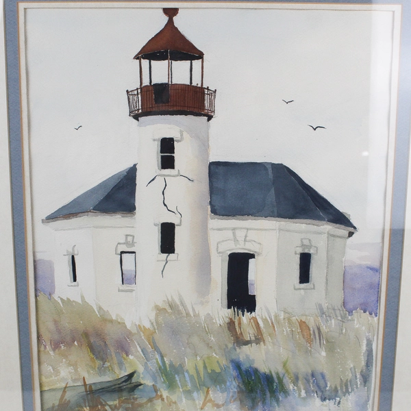 Coquille River Lighthouse Bandon, Oregon by V.L. Gant Framed Matted
