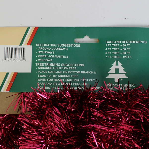 Holiday Trims 15' Red Plush Garland Tinsel Christmas Decor