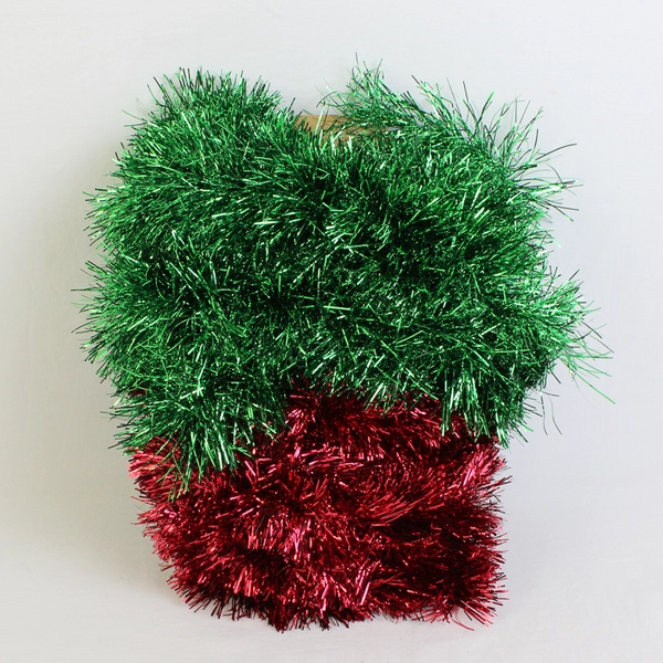 Lot of 2 Decorative Christmas Tinsel Garlands Red and Green