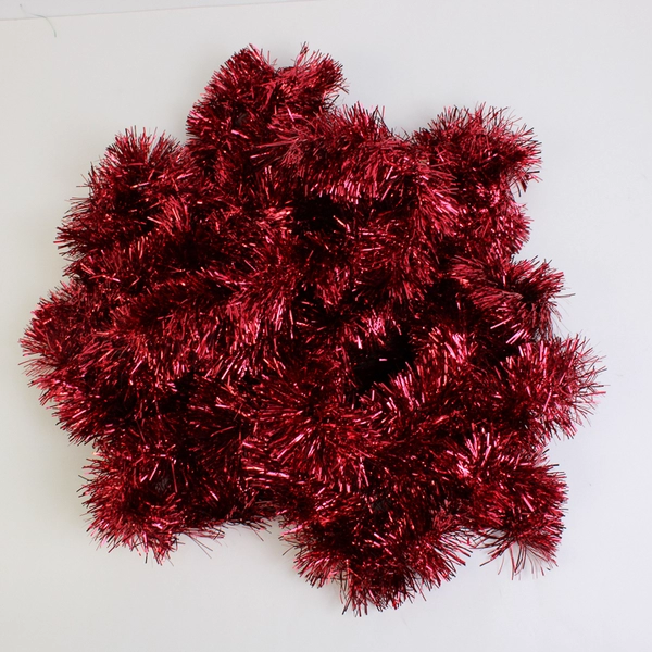 Lot of 2 Decorative Christmas Tinsel Garlands Red and Green