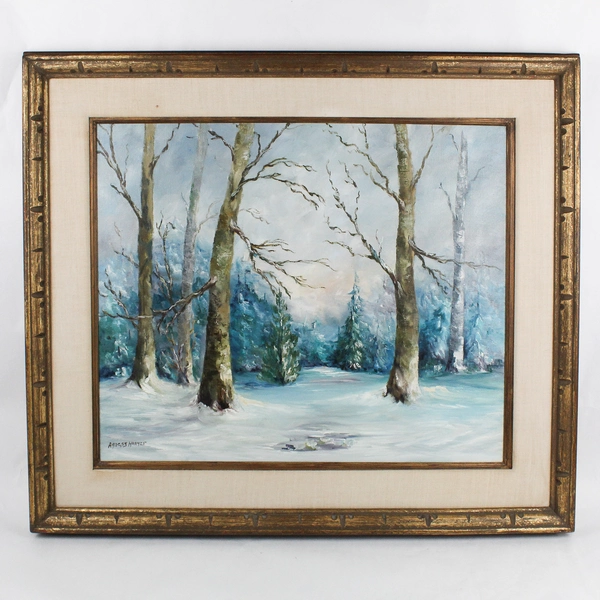 Winter Landscape Original Oil Painting Agness Hunger Framed