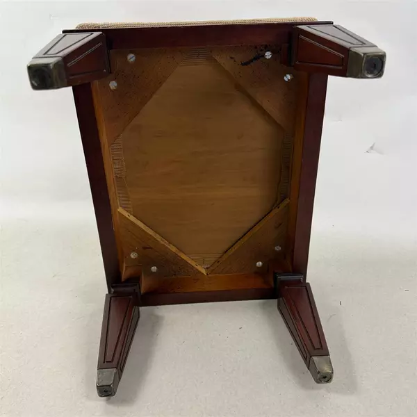 Vintage Needlepoint Victorian Style Floral White Upholstered Foot Stool