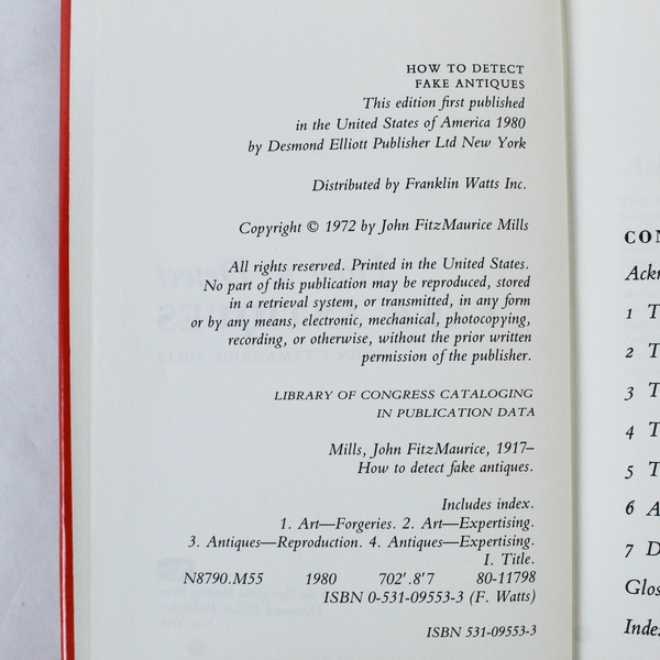 How to Detect Fake Antiques John Fitzmaurice Mills Hardcover 1972 Book