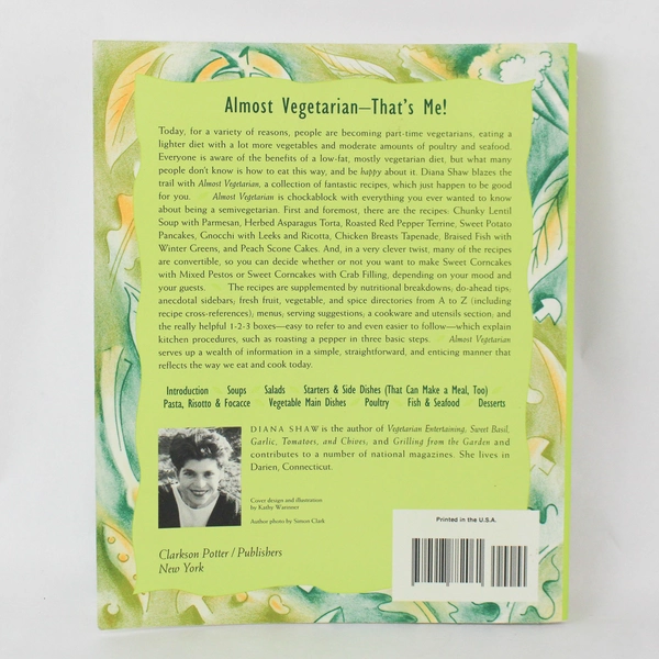 Almost Vegetarian Cookbook by Diana Shaw 1994 - Good Condition