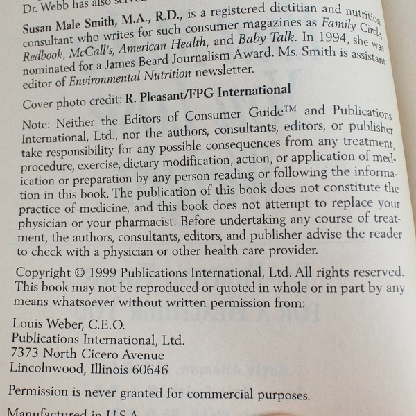 Consumer Guide Foods That Make You Lose Weight Fat Fighting Foods 1999 PB