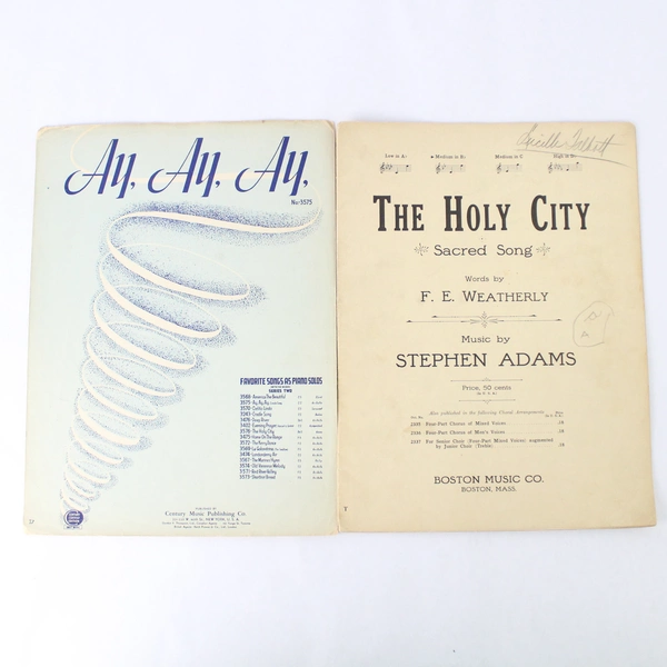 Lot Of 2 Vintage Sheet Music from 1942 Featuring Ay Ay Ay and The Holy City