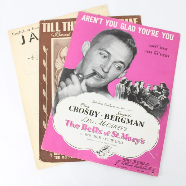 Lot Of 3 Vintage Music Sheets 1945 Featuring Aren't You Glad You're You 