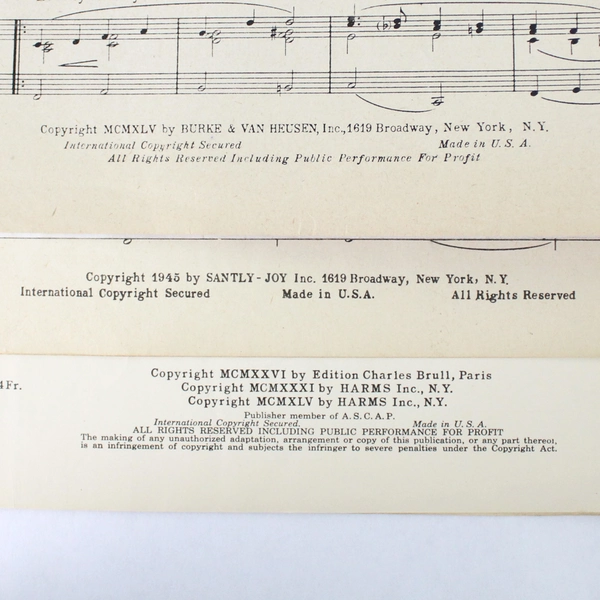 Lot Of 3 Vintage Music Sheets 1945 Featuring Aren't You Glad You're You 