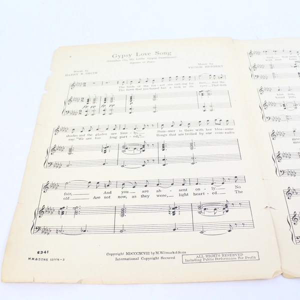 Antique Sheet Music Gypsy Love Song by Harry B. Smith Victor Herbert 1898