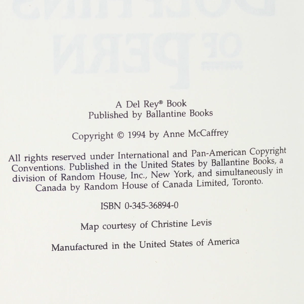 Vintage The Dolphins of Pern by Anne McCaffrey 1994 Hardcover DJ