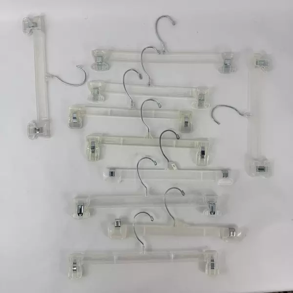 Lot of 10 Retail Pants Hangers Clips Standard Adult Size Clear Plastic Metal 